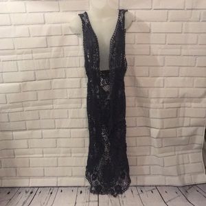 Cato navy crochet vest